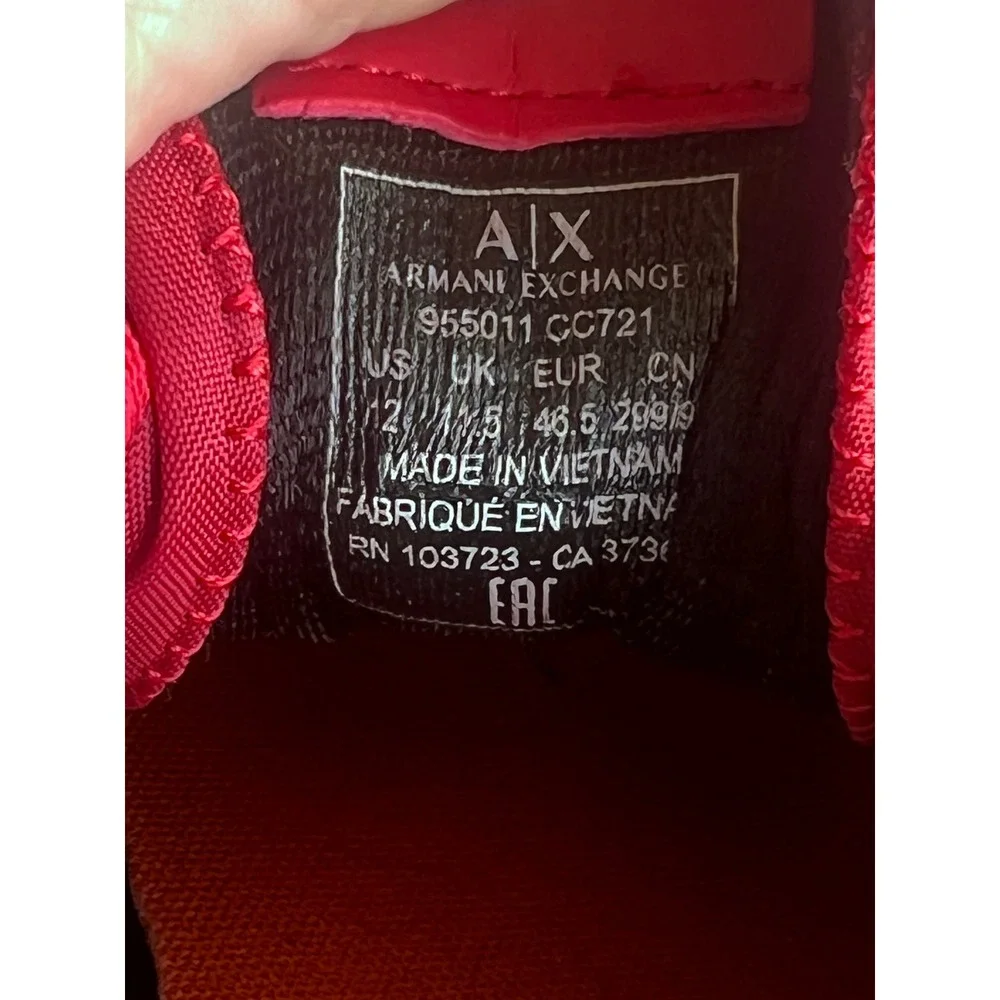 Armani Exchange Mens‎ Red Logo Low Top Sneakers 955011 CC721 Size 12 US